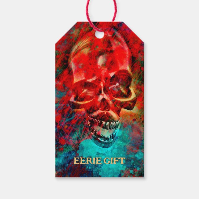 Buntes Skelett. Unheimliches Geschenk Geschenkanhänger (Vorderseite)