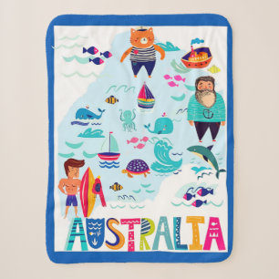 Buntes, skurriles Australien-Reiseposter Sherpadecke