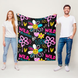 Buntes Smiley-Blumen-Graffiti-Muster-Babylätzchen Fleecedecke