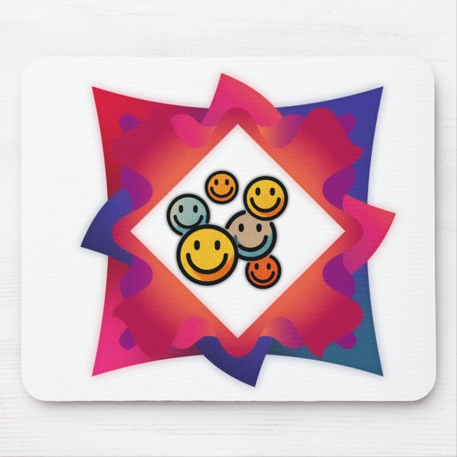 Buntes Smiley-Gesicht Abstraktes Mauspad (Vorne)