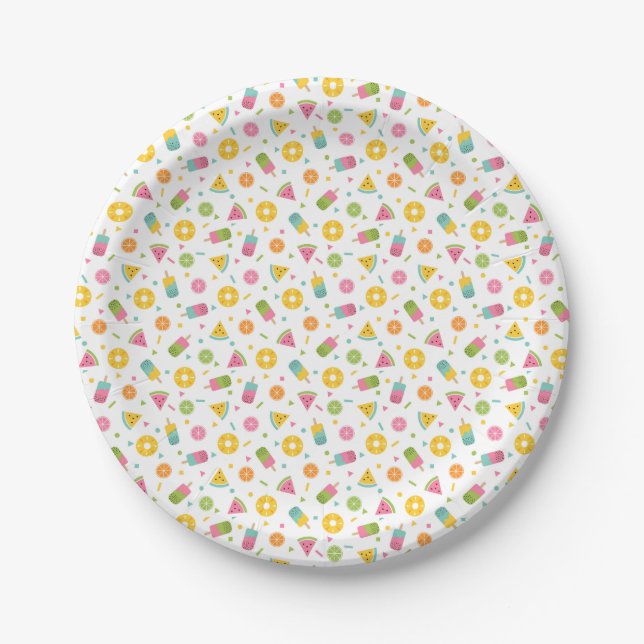 Buntes Sommer-Eiscreme-Muster Pappteller (Vorderseite)
