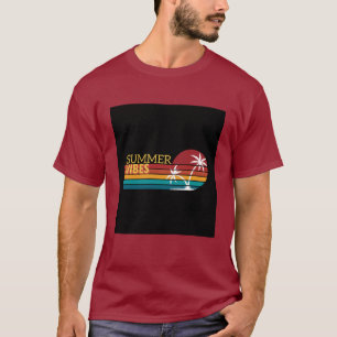 Buntes Sommer-Vibes-illustriertes T-Shirt
