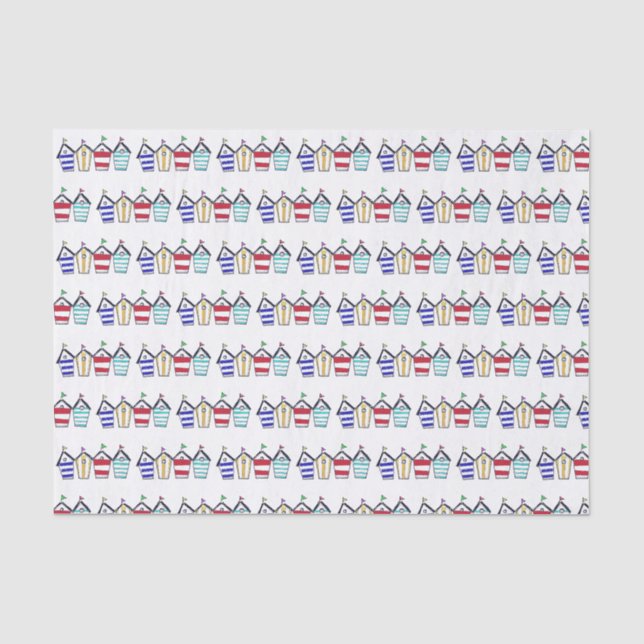 buntes Sommerstrand-Hüttenmuster Seidenpapier (Vorderseite)