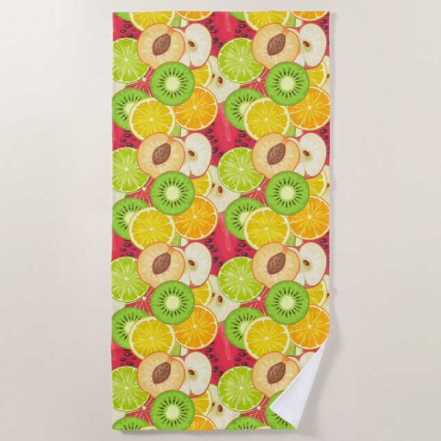 Buntes Spaß-Frucht-Muster Strandtuch (Vorderseite)