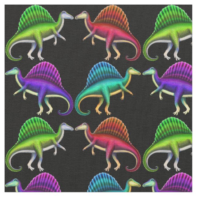 Buntes Spinosaurus Dinosaurier Paleo Gewebe Stoff (Nahaufnahme)