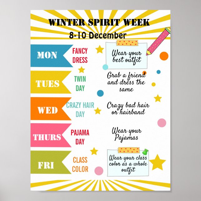 buntes Spirit-Week-Flyer-Poster Poster (Vorne)