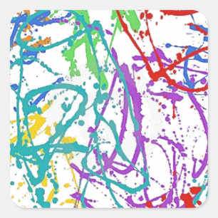 Buntes Spritzer-Farben-Muster Quadratischer Aufkleber