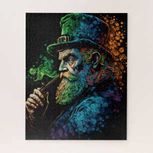 Buntes St. Patrick's Leprechaun mit Pipe