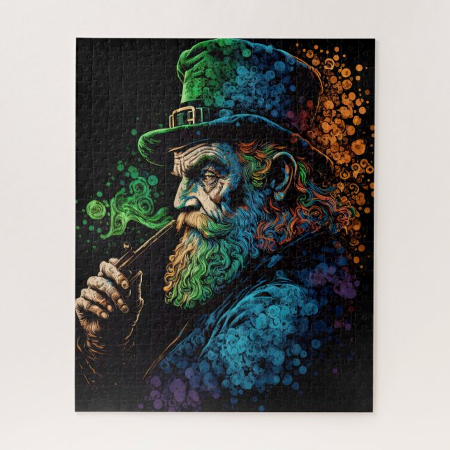 Buntes St. Patrick's Leprechaun mit Pipe (Vertikal)
