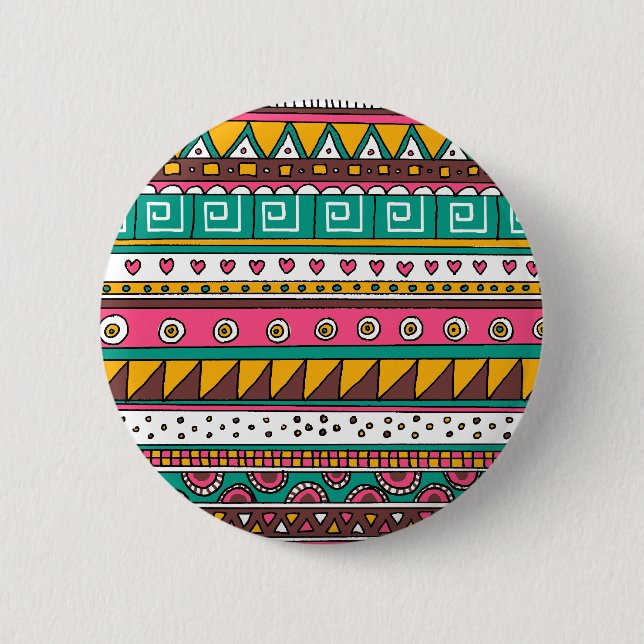 Buntes Stammes- Muster Button (Vorderseite)