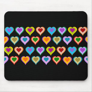 Buntes starkes Herzmuster mousepad