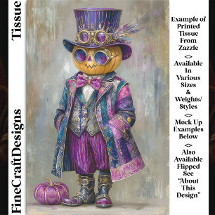 Buntes Steampunk-Kürbismann-Kunst DM8L Decoupage Seidenpapier