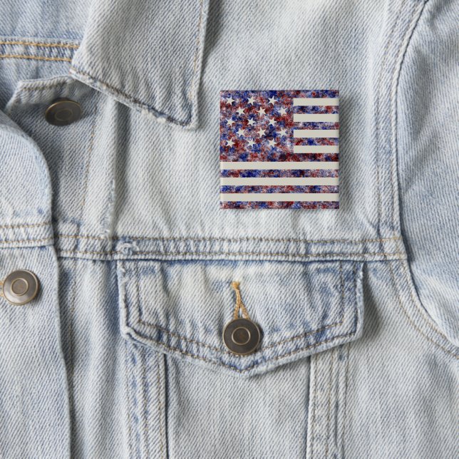 Buntes Sternenbanner Amerika-Flagge Button (Beispiel)