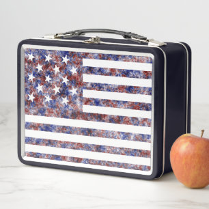 Buntes Sternenbanner Amerika Flagge Metall Brotdose
