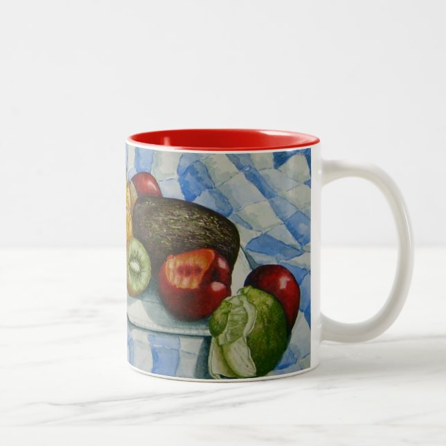 buntes Stillleben Bild von exotischen Früchten Zweifarbige Tasse (Rechts)