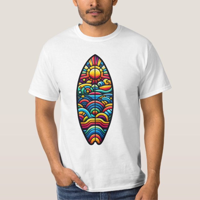 Buntes Surfbrett T-Shirt (Vorderseite)