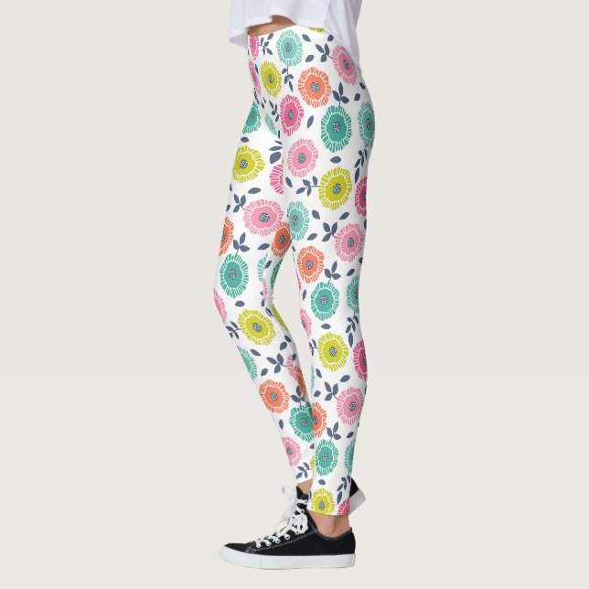 buntes süßes Blumenmuster Leggings (Links)