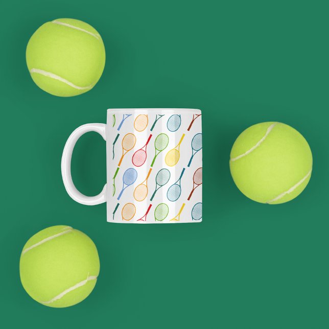 buntes Tennisschlägermuster Kaffeetasse (Von Creator hochgeladen)