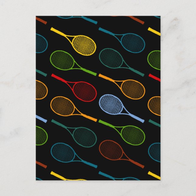 buntes Tennisschlägermuster Postkarte (Vorderseite)