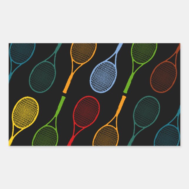 buntes Tennisschlägermuster Rechteckiger Aufkleber (Vorderseite)