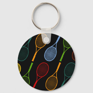 buntes Tennisschlägermuster Schlüsselanhänger