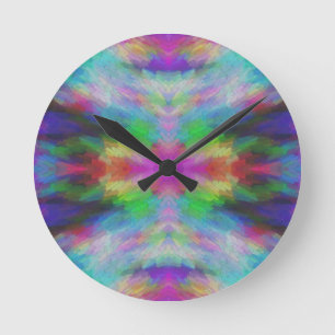 Buntes Tie-Dye-Style-Kunstwerk Runde Wanduhr