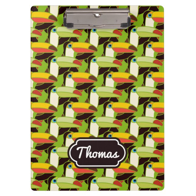 Buntes Toucans | addieren Ihren Namen Klemmbrett (Vorderseite)