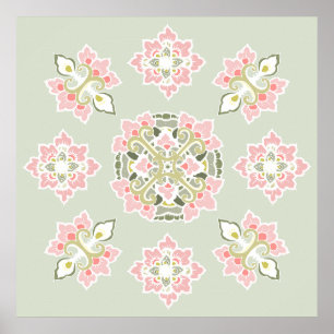 Buntes Tracery-Verzierungs-Muster-Pastellplakat Poster