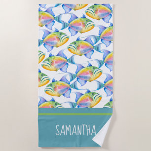 Buntes Tropischer Fisch Liebhaber Strandtuch
