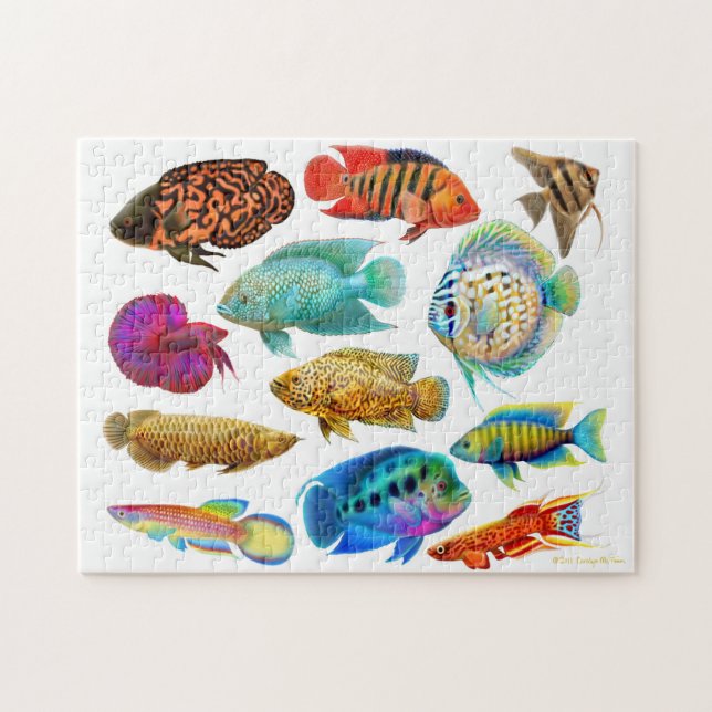 Buntes tropisches Aquarium-Fisch-Puzzlespiel (Horizontal)