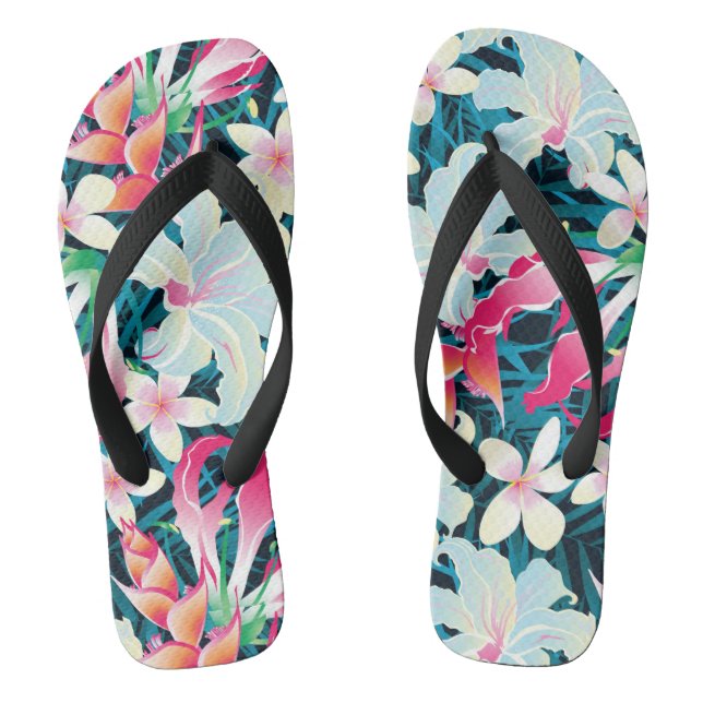 Buntes tropisches Muster Flip Flops (Fußbett)