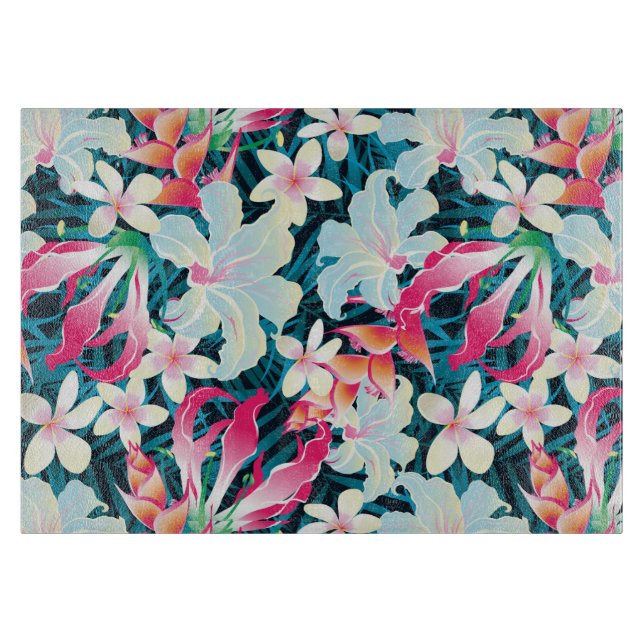 Buntes tropisches Muster Schneidebrett (Vorderseite)