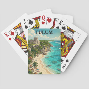 Buntes Tulum Mexiko Urlaub Retro Reise Spielkarten