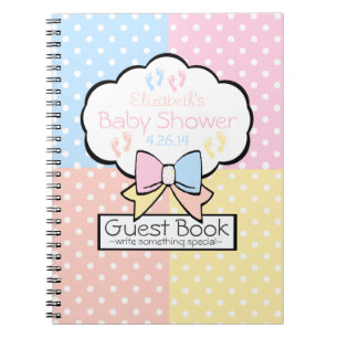 Buntes Tupfen-Babyparty-Gast-Buch Notizblock
