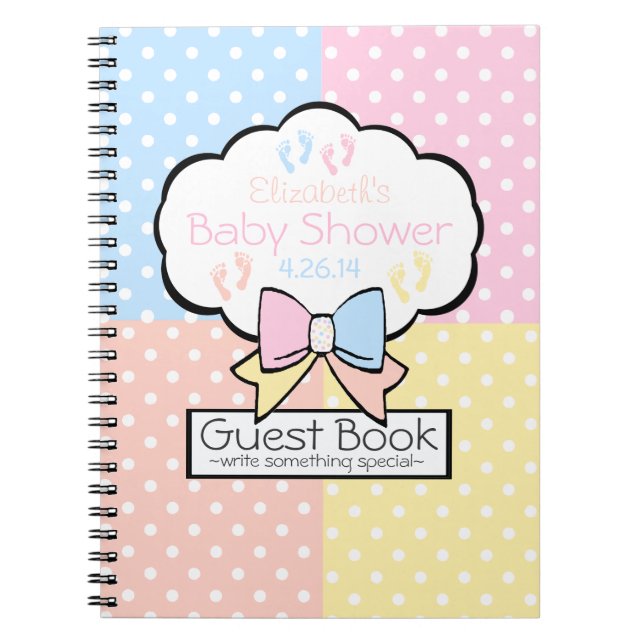 Buntes Tupfen-Babyparty-Gast-Buch Notizblock (Vorderseite)