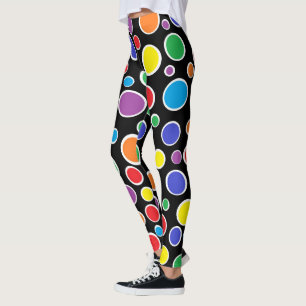 Buntes Tupfen-Schwarzes Leggings