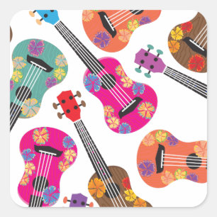 Buntes Ukeleles Quadratischer Aufkleber