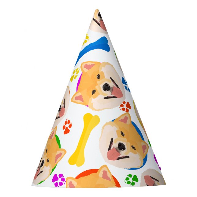 Buntes und spielerisches Shiba Inu Partyhütchen (Vorderseite)