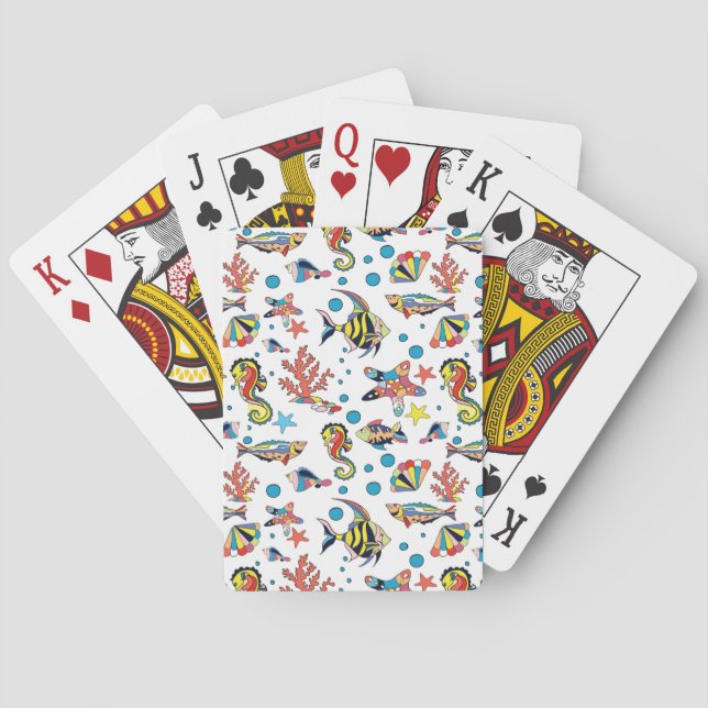 Buntes Unterwasserseeleben-Muster Spielkarten (Rückseite)