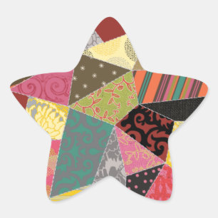 Buntes verrückte Steppdecken-Patchwork-Muster Stern-Aufkleber