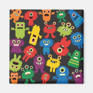Buntes verrücktes Spaß-Monster-Geschöpf-Muster Magnet
