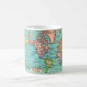 Buntes Vintage-Weltkarten-Mug Kaffeetasse