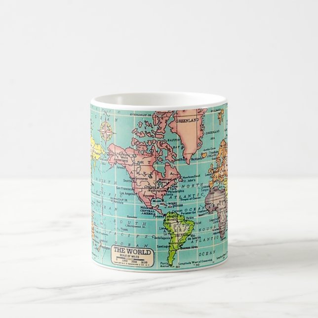 Buntes Vintage-Weltkarten-Mug Kaffeetasse (Mittel)