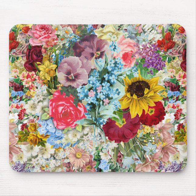 Buntes Vintages Blumen Mousepad (Vorne)