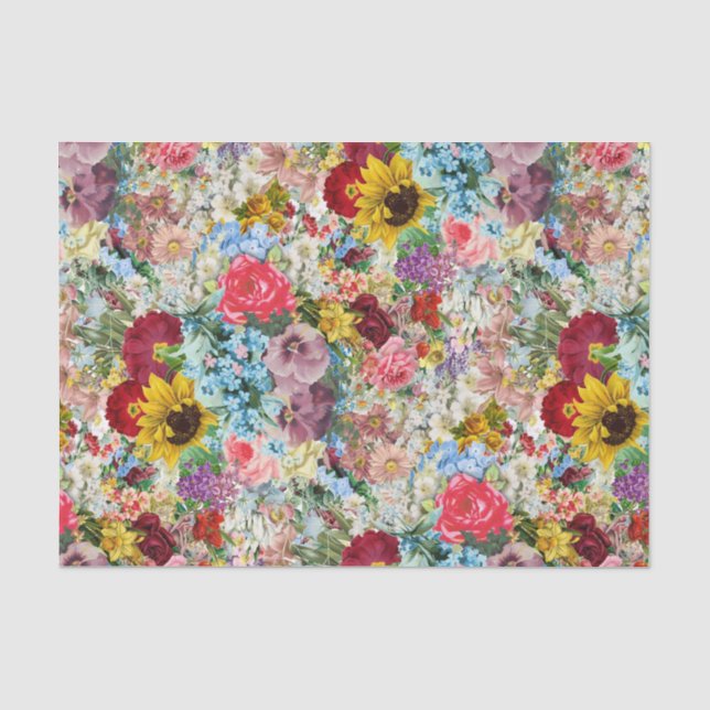 Buntes Vintages Blumenseidenpapier Seidenpapier (Vorderseite)