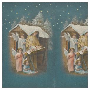 Buntes Vintages Nativityszenengewebe Stoff
