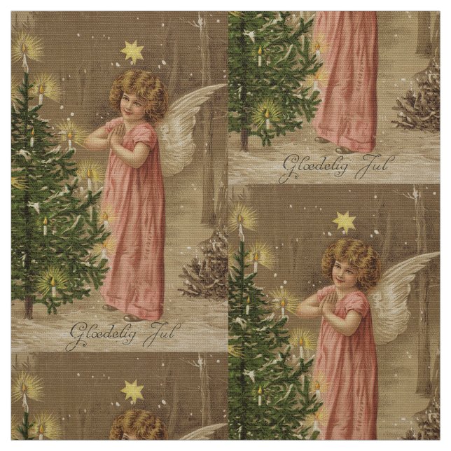 Buntes Vintages rosa Weihnachtsengelsgewebe Stoff (Muster)