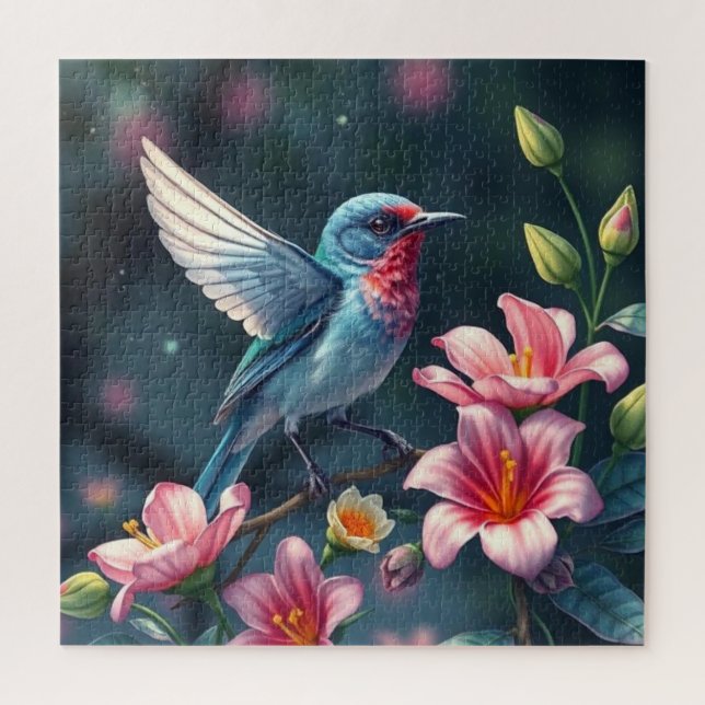 Buntes Vogel-Blumen-Puzzle (Vertikal)