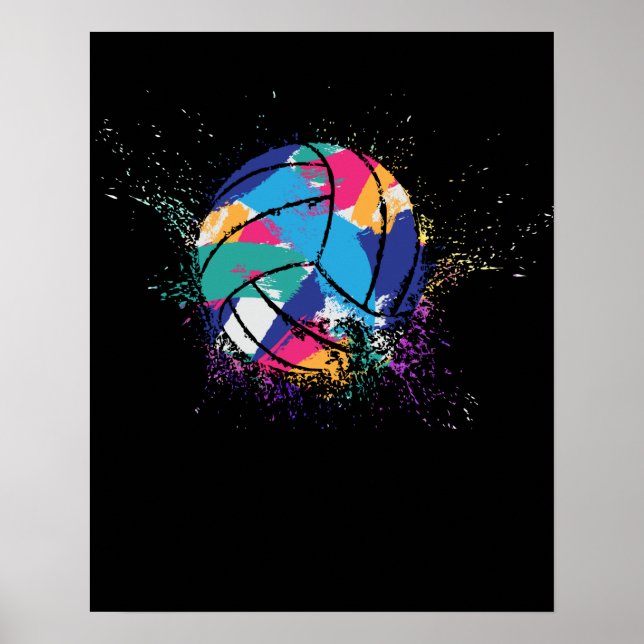 Buntes Volleyball Poster (Vorne)