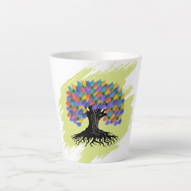 Buntes Wasserfarben-Baum-des-Lebens Milchtasse (Vorderseite)